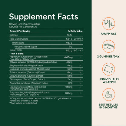 10-in-1 Alpha Shilajit Gummies | 4000 mg Pure Himalayan Shilajit, Tongkat Ali, Maca Root, 75% Fulvic Acid | ShilAbsorb Bioavailability Tech | Sugar-Free Vegan, 85+ Trace Minerals | 60 Pack